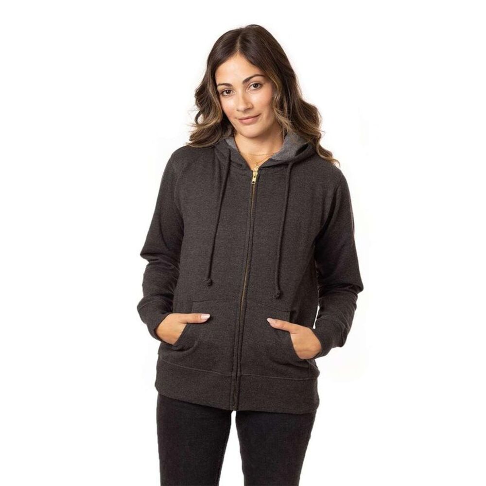 Econscious Women's Heathered Full-Zip  Sweatshirt / Charcoal